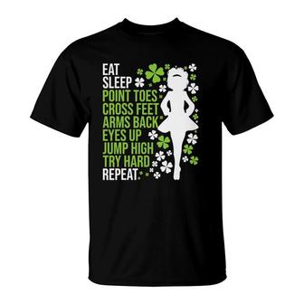 Eat Sleep Irish Dance - Irish Dancer Ceili Reel Dance Feis T-Shirt | Mazezy
