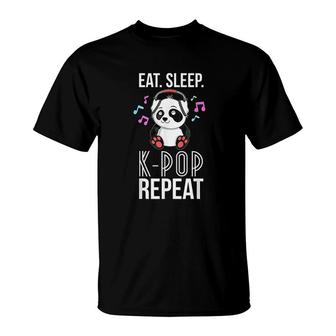 Eat Sleep Kpop Repeat Teens Panda Kpop Quote Gift T-Shirt | Mazezy
