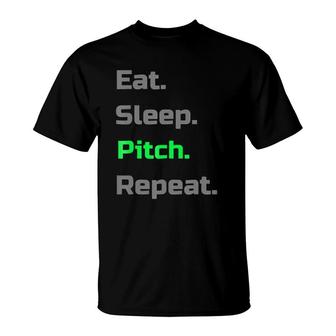 Eat Sleep Pitch Repeat Baseball Softball Player T-Shirt | Mazezy