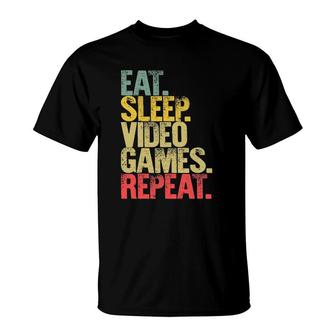 Eat Sleep Repeat Eat Sleep Video Games Repeat T-Shirt | Mazezy