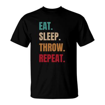 Eat Sleep Throw Repeat Track And Field Throwing Retro T-Shirt | Mazezy