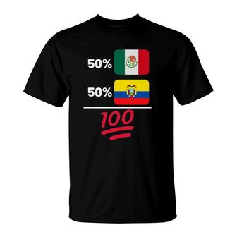 Ecuadorian Plus Mexican Mix Flag Heritage Gift T-Shirt | Mazezy