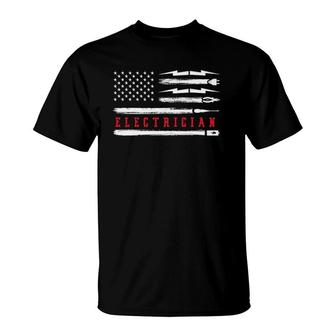 Electrician Patriot American Flag Patriotic Top Electrical T-Shirt | Mazezy