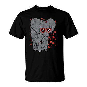 Elephant Heart Glasses Cute Valentine's Day Animal Lover T-Shirt | Mazezy