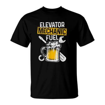Elevator Mechanic Maintenance Beer Technician T-Shirt | Mazezy