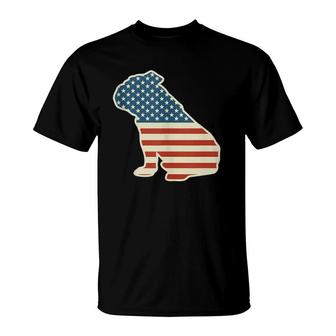 English Bulldog American Flag Dog Lover 4Th Of July Gift T-Shirt | Mazezy
