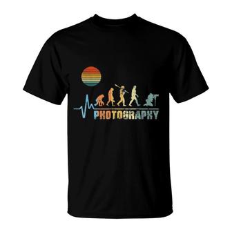 Evolution Photography Vintage Retro Camera Heartbeat T-Shirt | Mazezy