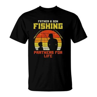 Father Son Fishing Partners For Life Retro Matching Dad Gift T-Shirt | Mazezy