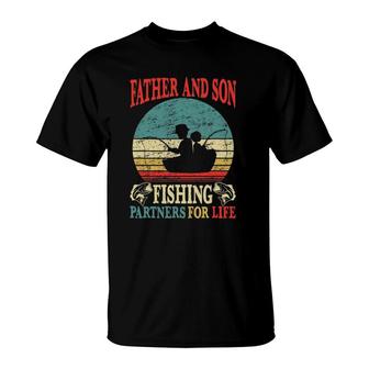 Father Son Fishing Partners For Life Vintage Dad Matching T-Shirt | Mazezy