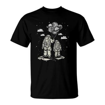 Father's Day Space Science Astronomy Lover Dad Son Astronaut T-Shirt | Mazezy