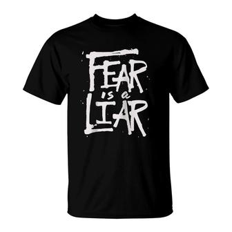 Fear Is A Liar Inspirational Christian Faith Believer Raglan Baseball Tee T-Shirt | Mazezy