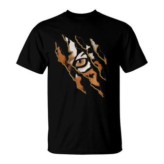 Fearless Tiger Cat Eye Claw Silhouette T-Shirt | Mazezy