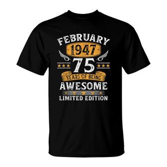 February 1947 75 Year Olds 75Th Birthday T-Shirt | Mazezy