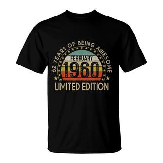 February 1960 Vintage 62 Year Old Retro 62Nd Birthday T-Shirt | Mazezy