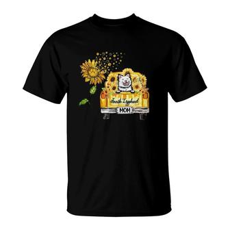 Finnish Lapphund Mom Sunflower Dog Paw T-Shirt | Mazezy