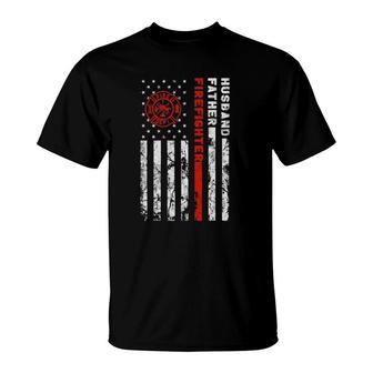 Firefighter Husband Father Fireman Father's Day Gift For Dad T-Shirt | Mazezy