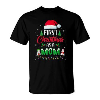 First Christmas As A Mom Christmas New Mom T-Shirt | Mazezy