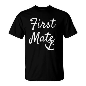 First Mate Matching Couple Cruise Boating Anchor Graphic T-Shirt | Mazezy CA