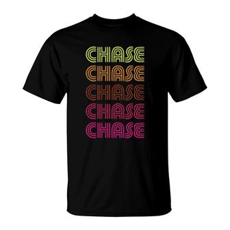 First Name Chase Funky Retro Vintage Disco Design T-Shirt | Mazezy