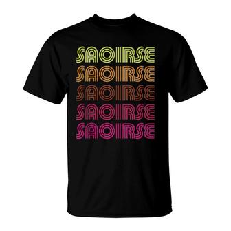 First Name Saoirse Funky Retro Vintage Disco Design T-Shirt | Mazezy