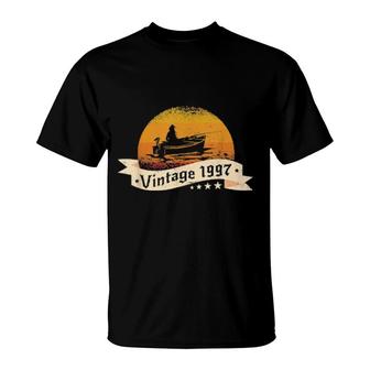 Fishermen Vintage Born 1997 Birthday Fishingboat Fishing T-Shirt | Mazezy