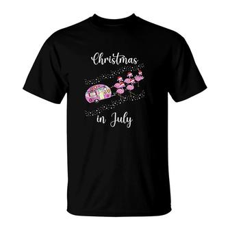 Flamingo Pink Retro Camping Car Christmas In July V2 T-shirt - Thegiftio UK