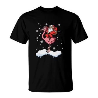 Flamingo Santa T-Shirt | Mazezy