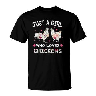 Floral Just A Girl Who Loves Chickens Farmer Girl Chick T-Shirt | Mazezy