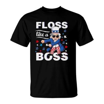 Floss Like A Boss Uncle Sam 4Th Of July Kids Boys Girls Men T-Shirt | Mazezy
