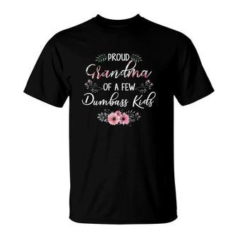 Flower Proud Grandma Of A Few Kids Funny T-Shirt | Mazezy