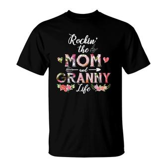 Flower Rockin The Mom And Granny Life T-Shirt | Mazezy