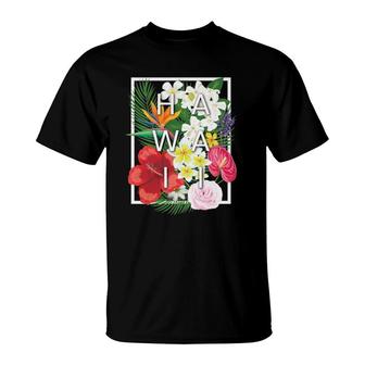 Flowers Of Hawaii Word Art Hawaiian Pride T-Shirt | Mazezy