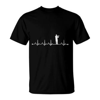 Flute Player Heartbeat Ekg Flute Heartbeat T-Shirt | Mazezy
