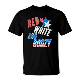 Fourth 4Th Of July Funny Drinking Red White And Boozy T-Shirt | Mazezy