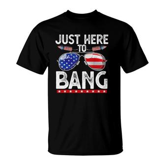Fourth Of July Funny Just Here To Bang 4Th Of July Men Women T-Shirt | Mazezy DE