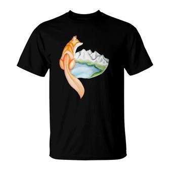 Fox And Landscape T-Shirt | Mazezy