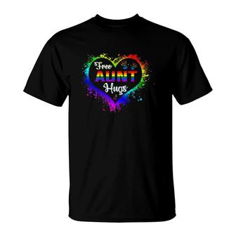 Free Aunt Hugs Lbgt Heart Rainbow Gay Pride Month Gift T-Shirt | Mazezy