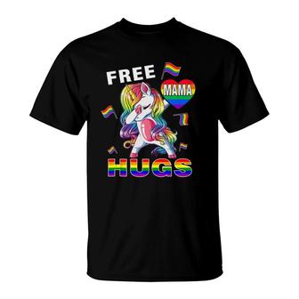 Free Mama Hugs Funny Unicorn Gay Lgbt Pride Month T-Shirt | Mazezy