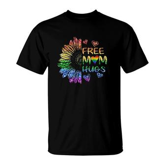 Free Mom Hugs Gay Pride Lgbt Rainbow Daisy Flower Gay Flag Heart Vintage T-Shirt | Mazezy