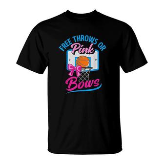 Free Throws Or Pink Bows Boy Or Girl Gender Reveal Party V2 T-shirt - Thegiftio UK