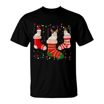 Fun Japanese Bobtail Stocking Christmas Light Socks Xmas T-Shirt | Mazezy