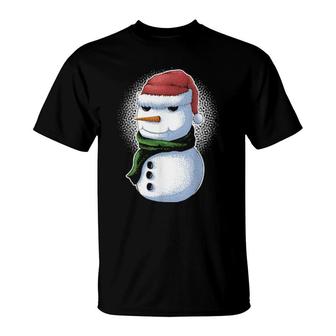 Fun Snowman With Christmas Hat And Scarf T-Shirt | Mazezy