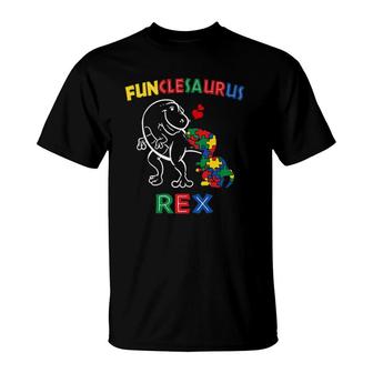 Funclesaurus Autism Awareness Uncle Dinosaur Dino Funcle Tio T-Shirt | Mazezy
