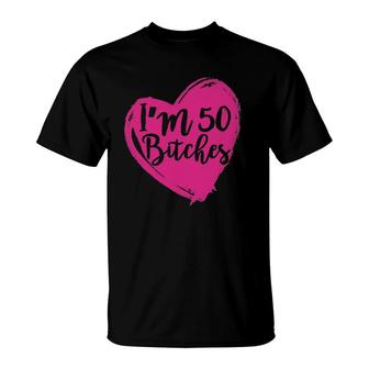Funny 50Th Birthday I'm 50 Pink Heart T-Shirt | Mazezy