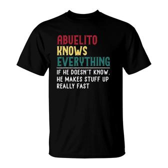 Funny Abuelito Know Everything Father's Day Gift For Grandpa T-Shirt | Mazezy