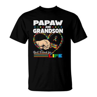 Funny Autism Awareness Papaw Grandson Best Friend For Life T-Shirt | Mazezy