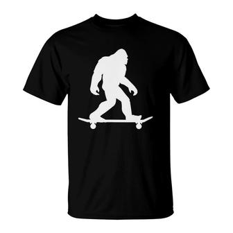 Funny Bigfoot Skateboarding Skateboard Skateboarder T-Shirt | Mazezy