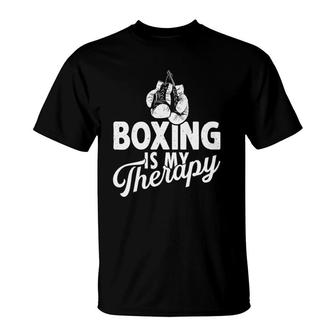 Funny Boxer Boxing Coach Player Boxing Is My Therapy Pullover T-Shirt | Mazezy