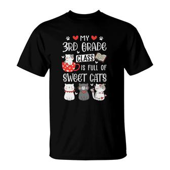 Funny Cats Valentine's Day Teacher Tee 3Rd Grade Teachers Cat T-Shirt | Mazezy