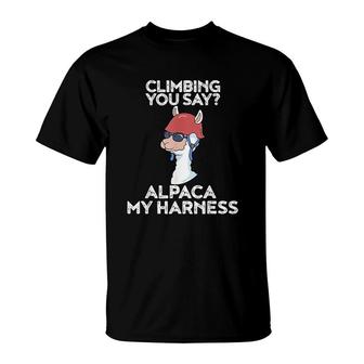 Funny Climbing Cute Alpaca Rock Climber T-Shirt | Mazezy AU